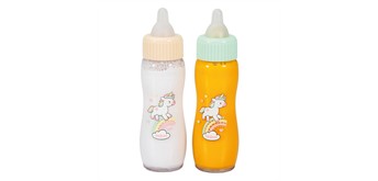 Heless 930 Magisches Puppenflaschen-Set "Einhorn Henri", 2 Flaschen mit Trickmilch und Tri