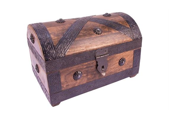 Holzspielerei Piratentruhe Mango geflammt mittel