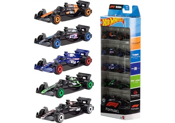 Hot Wheels 5er-Pack Race Team, Set aus 5 Formel 1 Autos