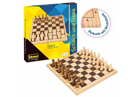 Idena Brettspiel 2 in1 Schach und Dame 28.5 x 28. 5 cm