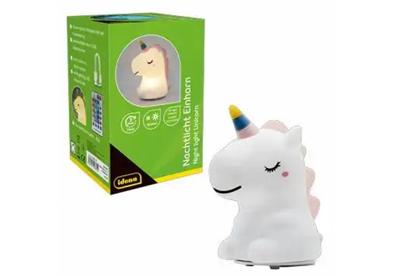 Idena LED Nachtlicht Einhorn mit Fernbedienung weiss 14 cm