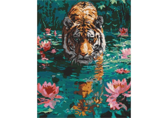Ideyka AMC20158 Diamond Painting ohne Rahmen - Ein Tiger auf der Jagd 40 x 50 cm