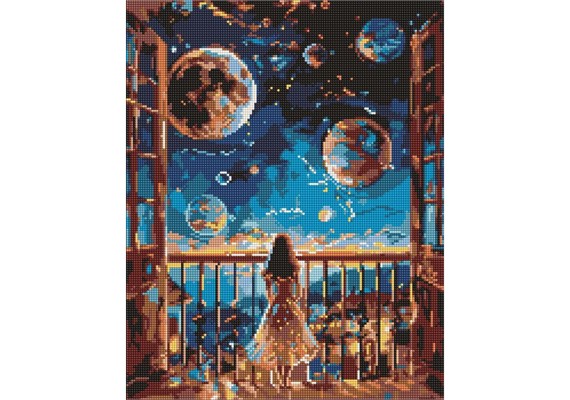 Ideyka AMC20161 Diamond Painting ohne Rahmen - Verträumte Nacht 40 x 50 cm