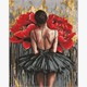 Ideyka AMC20167 Diamond Painting ohne Rahmen - Ballerina mit roten Pfingstrosen 40 x 50 cm