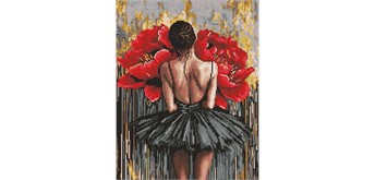 Ideyka AMC20167 Diamond Painting ohne Rahmen - Ballerina mit roten Pfingstrosen 40 x 50 cm
