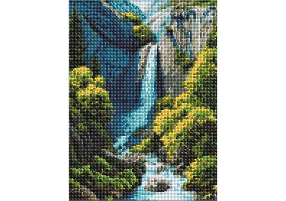 Ideyka AMC20449 Diamond Painting ohne Rahmen Wasserfall in den Bergen 30 x 40 cm