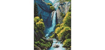 Ideyka AMC20449 Diamond Painting ohne Rahmen Wasserfall in den Bergen 30 x 40 cm