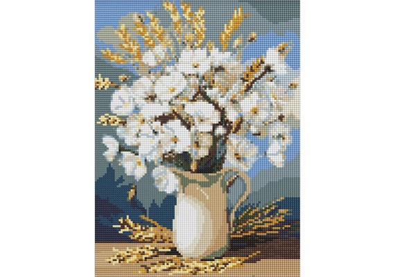 Ideyka AMC20452 Diamond Painting ohne Rahmen Weisser Mohn und Weizen 30 x 40 cm