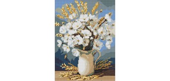 Ideyka AMC20452 Diamond Painting ohne Rahmen Weisser Mohn und Weizen 30 x 40 cm