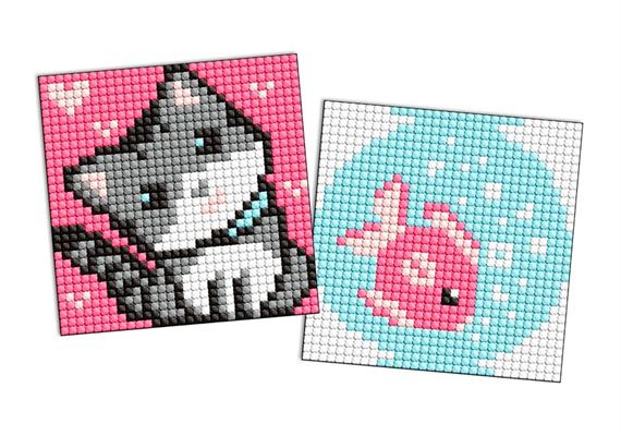 ideyka AMG1050 Diamond Painting Magnet - Fisch und Kätzchen