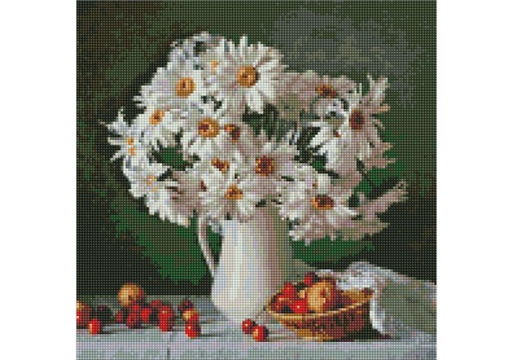 Ideyka AMO 7331 Diamond Painting mit Rahmen - Die Schönheit der Gänseblümchen 40 x 40