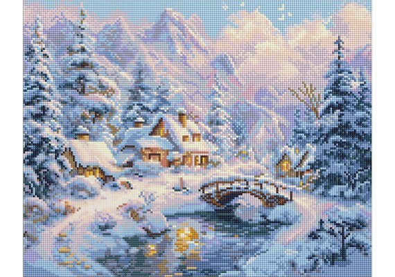 Ideyka AMO20001 Diamond Painting Winterlicher Trost in den Bergen 40 x 50 cm