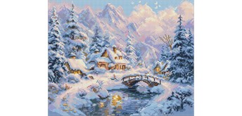 Ideyka AMO20001 Diamond Painting Winterlicher Trost in den Bergen 40 x 50 cm