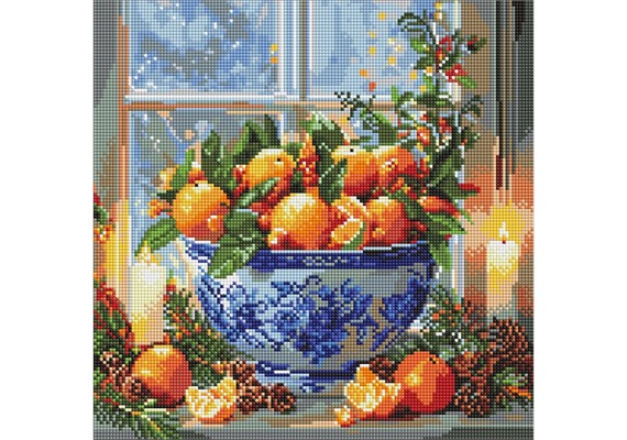 Ideyka AMO20007 Diamond Painting Zitrusfrüchte in Schale 40 x 40 cm