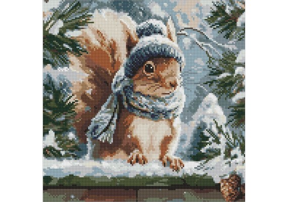 Ideyka AMO20019 Diamond Painting Wintereichhörnchen 40 x 40 cm