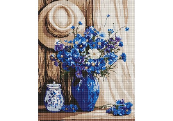 Ideyka AMO20107 Diamond Painting mit Rahmen Kornblumenstrauss 40 x 50 cm