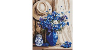 Ideyka AMO20107 Diamond Painting mit Rahmen Kornblumenstrauss 40 x 50 cm