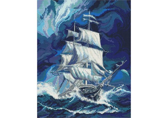 Ideyka AMO20203 Diamond Painting mit Rahmen Segeln durch den Sturm 40 x 50 cm