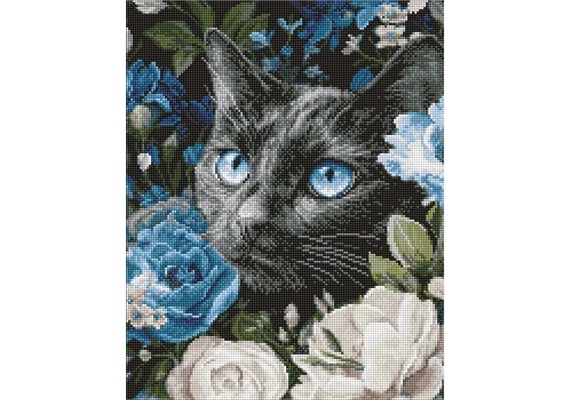 Ideyka AMO20239 Diamond Painting mit Rahmen Sanftheit zwischen Blumen 40 x 50 cm