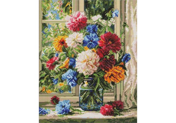Ideyka AMO20258 Diamond Painting mit Rahmen Gartenstrauss 40 x 50 cm