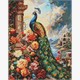 Ideyka AMO20273 Diamond Painting mit Rahmen Antiker Pfau 40 x 50 cm
