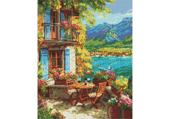 Ideyka AMO20281 Diamond Painting mit Rahmen Siesta auf Sizilien 40 x 50 cm