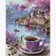 Ideyka AMO20286 Diamond Painting mit Rahmen Kaffee in Violetttönen 40 x 50 cm