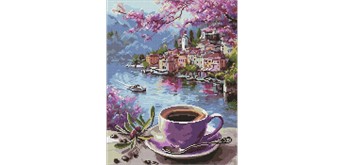 Ideyka AMO20286 Diamond Painting mit Rahmen Kaffee in Violetttönen 40 x 50 cm