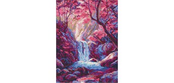 Ideyka AMO20288 Diamond Painting Wasserfall in Rosatönen mit Rahmen 30 x 40
