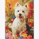 Ideyka AMO20299 Diamond Painting Hund im Blumenmeer mit Rahmen 30 x 40 cm
