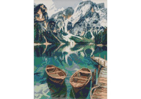 Ideyka AMO20301 Boote auf spiegelndem See mit Rahmen 30 x 40 cm