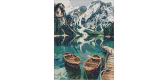 Ideyka AMO20301 Boote auf spiegelndem See mit Rahmen 30 x 40 cm