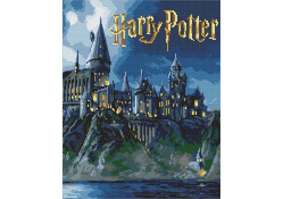 Ideyka AMO20364 Diamond Painting mit Rahmen Harry Potter: Hogwarts bei Nacht 40 x 50 cm