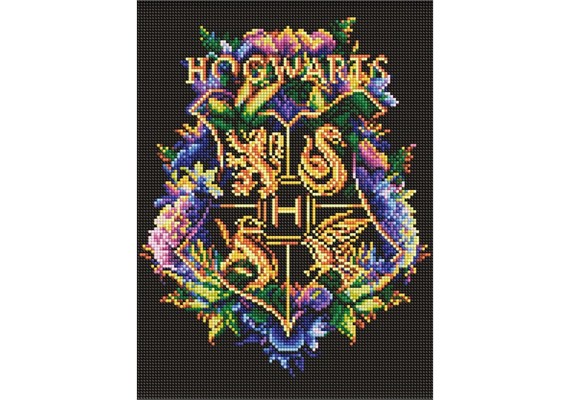 Ideyka AMO20366 Diamond Painting mit Rahmen Harry Potter: Wappen von Hogwarts 30 x 40 cm