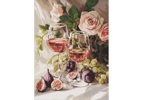 Ideyka AMO20391 Diamond Painting Romantisches Stillleben mit Feigen mit Rahmen 30 x 40 cm