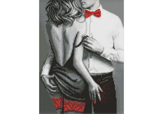 Ideyka AMO20406 Diamond Painting Rot-schwarzes Paar mit Rahmen 30 x 40 cm