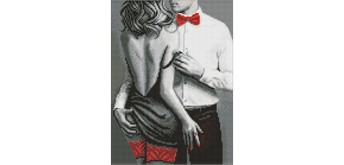 Ideyka AMO20406 Diamond Painting Rot-schwarzes Paar mit Rahmen 30 x 40 cm