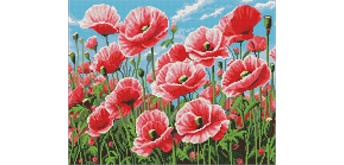 Ideyka AMO20436 Diamond Painting mit Rahmen Rosa Mohnblumen 40 x 50 cm