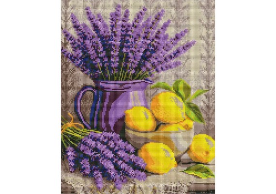 Ideyka AMO20486 Diamond Painting mit Rahmen Lavendel und Zitronen 40 x 50 cm