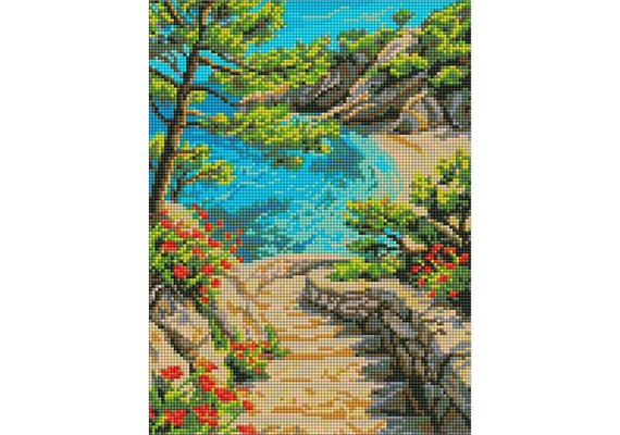 Ideyka AMO20492 Diamond Painting Türkisküste der Träume mit Rahmen 30 x 40 cm