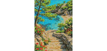 Ideyka AMO20492 Diamond Painting Türkisküste der Träume mit Rahmen 30 x 40 cm