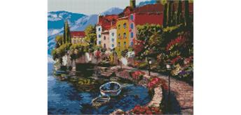 ideyka AMO7025 Diamond Painting - Morgen am Ufer des Sees mit Rahmen 40 x 50 cm