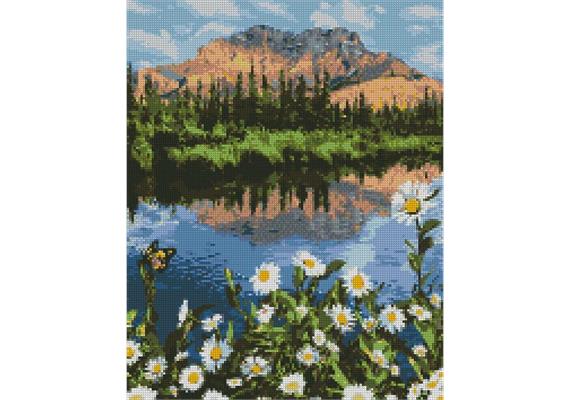 ideyka AMO7057 Diamond Painting - Berglandschaft mit Rahmen 40 x 50 cm