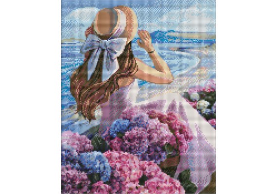 ideyka AMO7384 Diamond Painting - Blühende Küste mit Rahmen 40 x 50 cm
