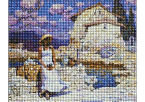 Ideyka AMO7407 Diamond Painting - Souvenirverkäuferin mit Rahmen 40 x 50 cm