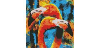 ideyka AMO7417 Diamond Painting - Orange Flamingos mit Rahmen 40 x 40 cm
