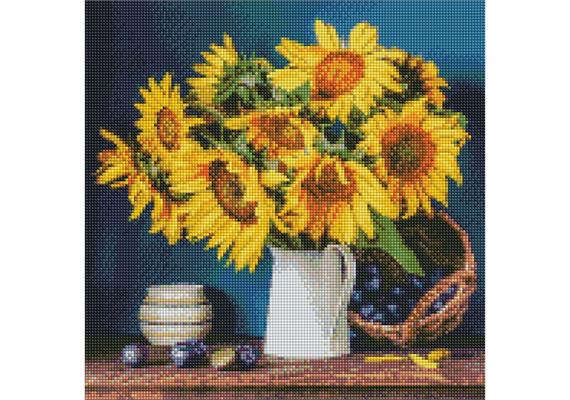 ideyka AMO7417 Diamond Painting - Sonnenblumen mit Rahmen 40 x 40 cm