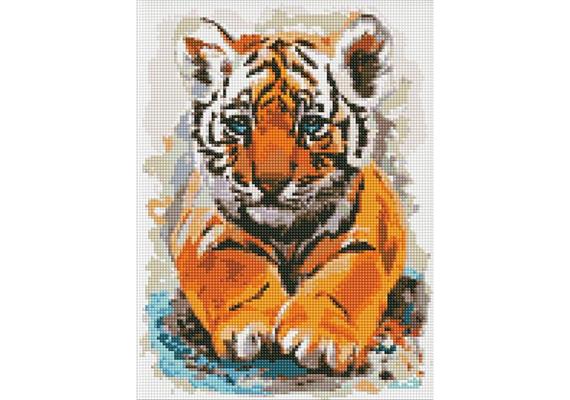 ideyka AMO7483 Diamond Painting - Tigerjunges mit Rahmen 30 x 40 cm