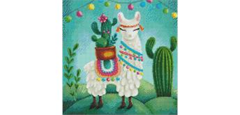 ideyka AMO7574 Diamond Painting - Fröhliches Lama mit Rahmen 40 x 40 cm