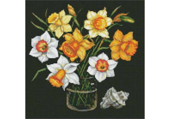 Ideyka AMO7590 Diamond Painting mit Rahmen - Sonnige Narzissen 40 x 40 cm